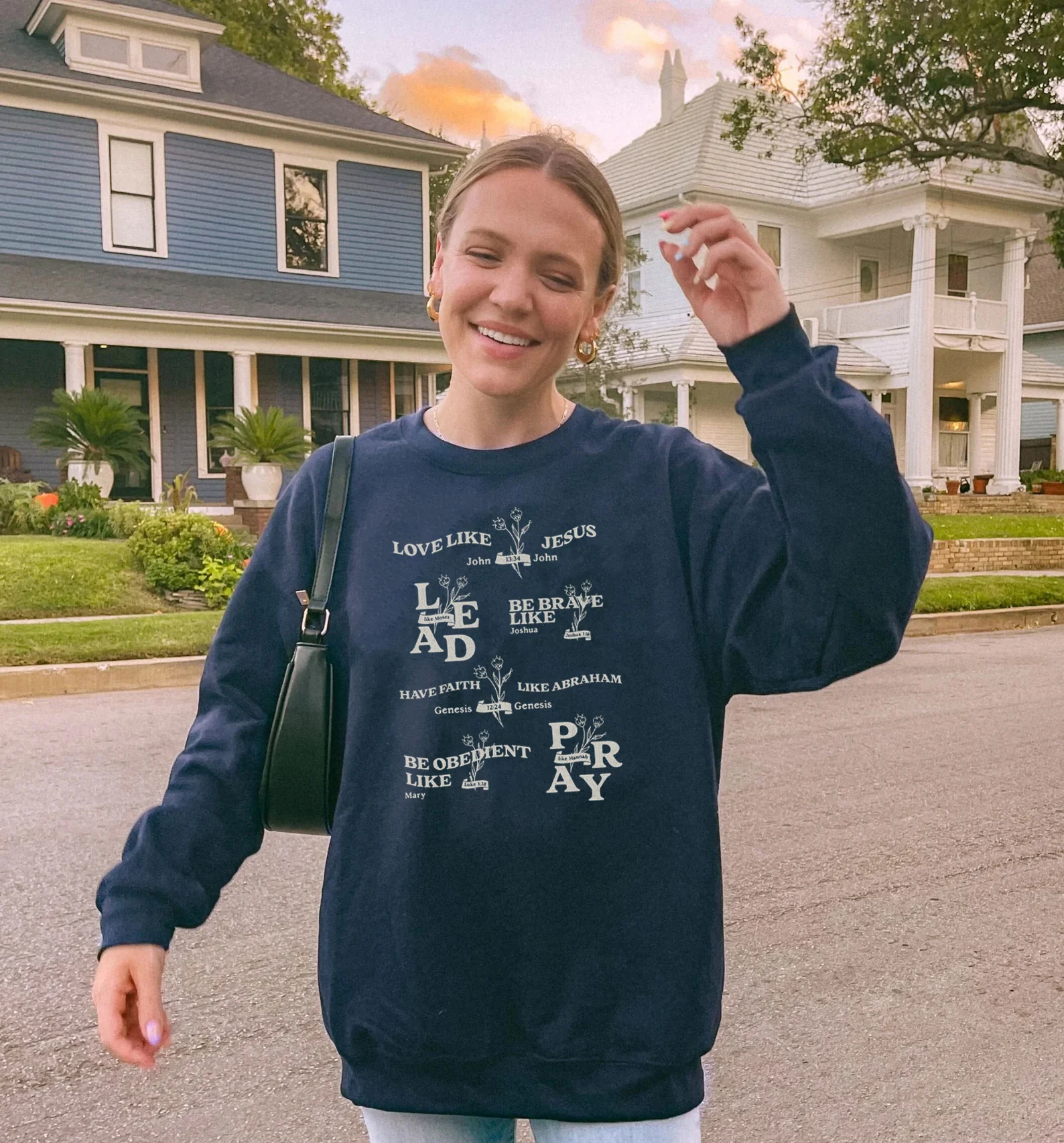 LOVE, LEAD, PRAY, BE BRAVE, BE OBEDIENT: POPULAR BIBLE VERSES UNISEX SWEATSHIRT - Image 2