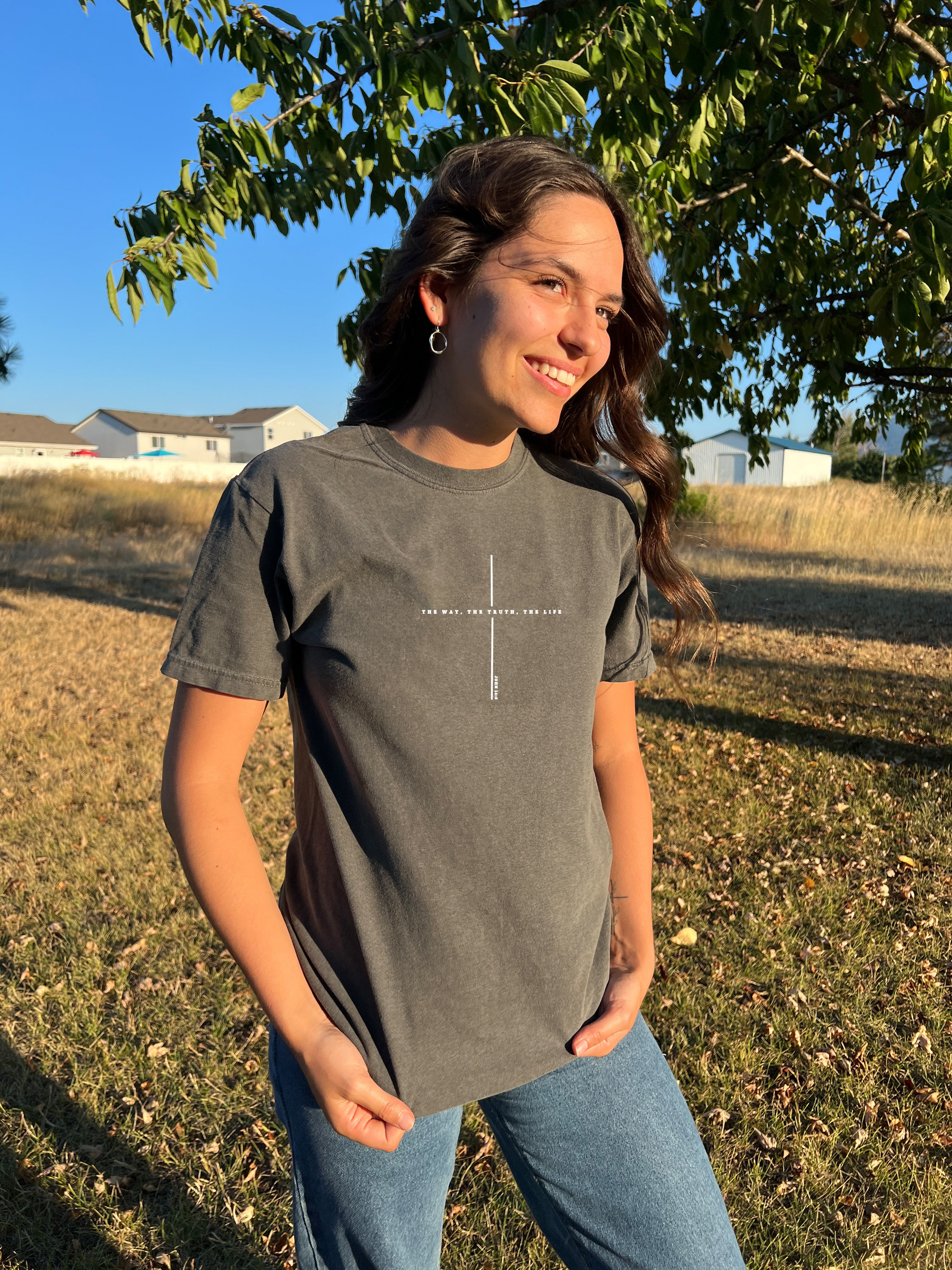 THE WAY, THE TRUTH, THE LIFE MINIMALIST CROSS UNISEX TEE - Image 2