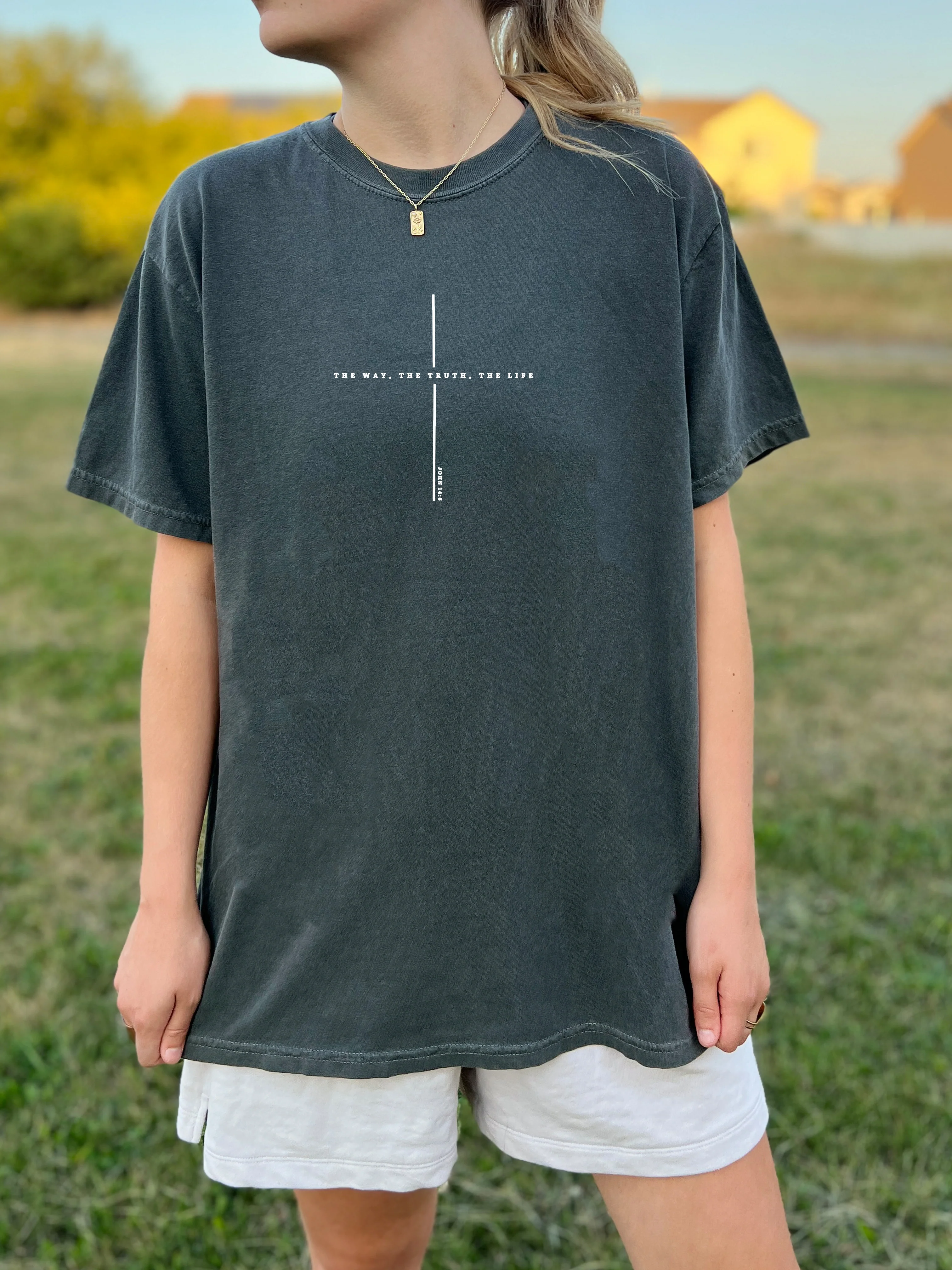 THE WAY, THE TRUTH, THE LIFE MINIMALIST CROSS UNISEX TEE - Image 3