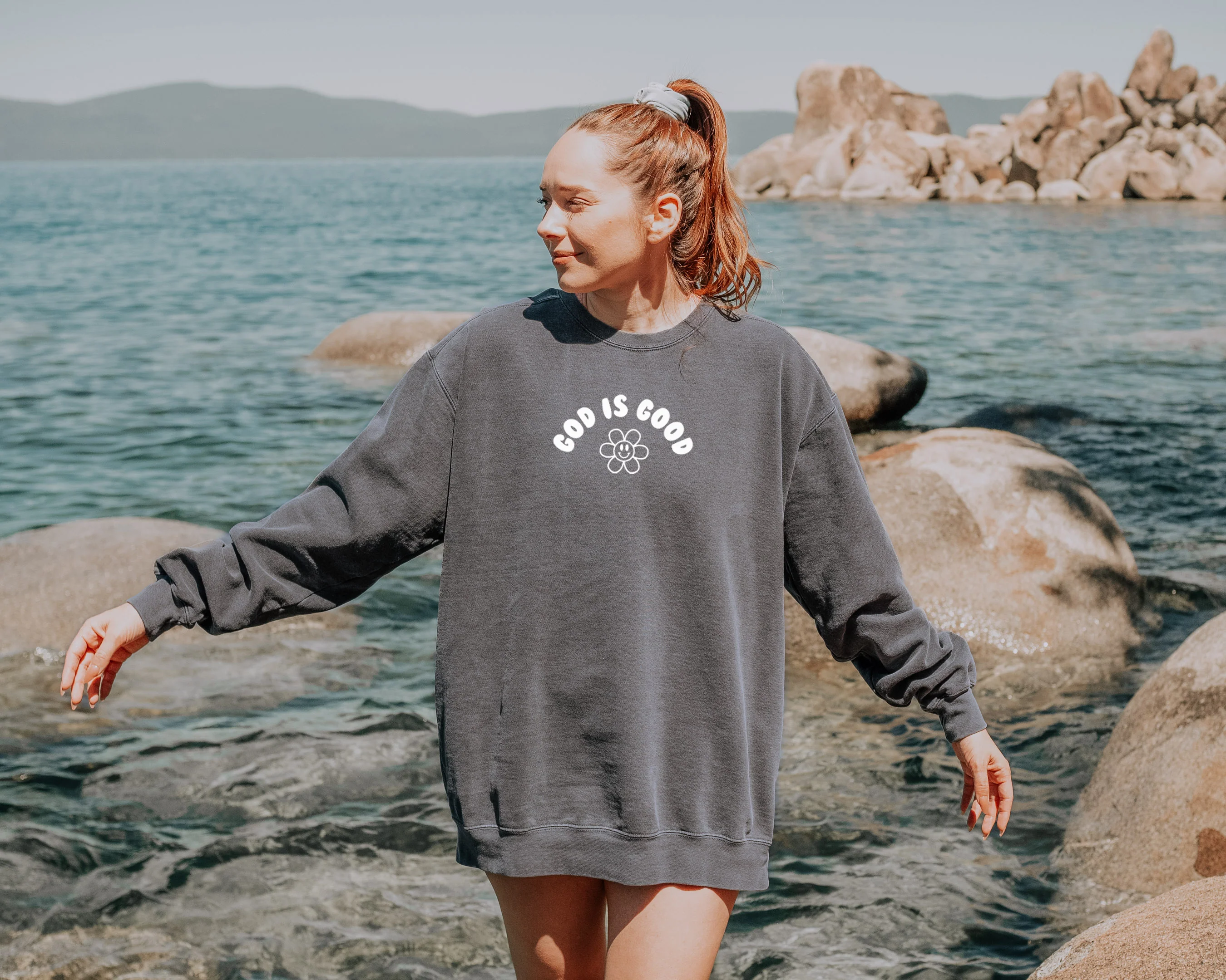 GOD IS GOOD SMILEY FACE UNISEX SWEATSHIRT - Image 2