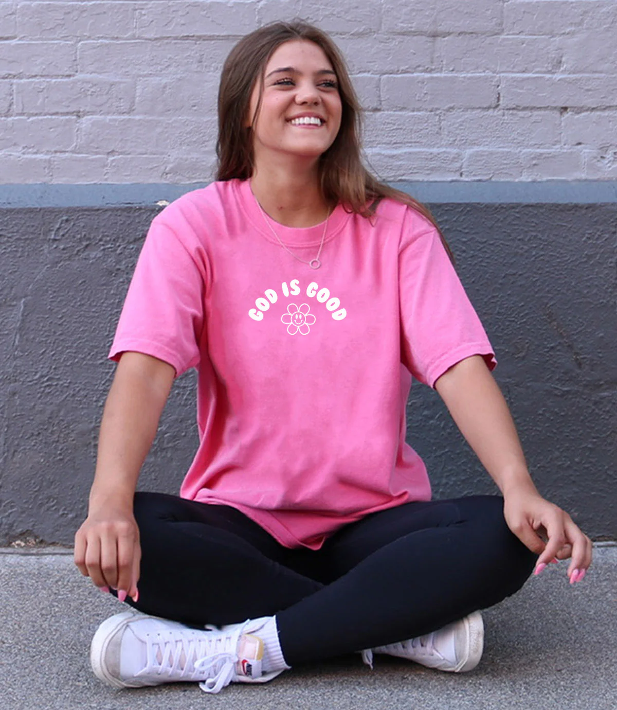 GOD IS GOOD SMILEY FACE FLOWER UNISEX TEE - Image 3