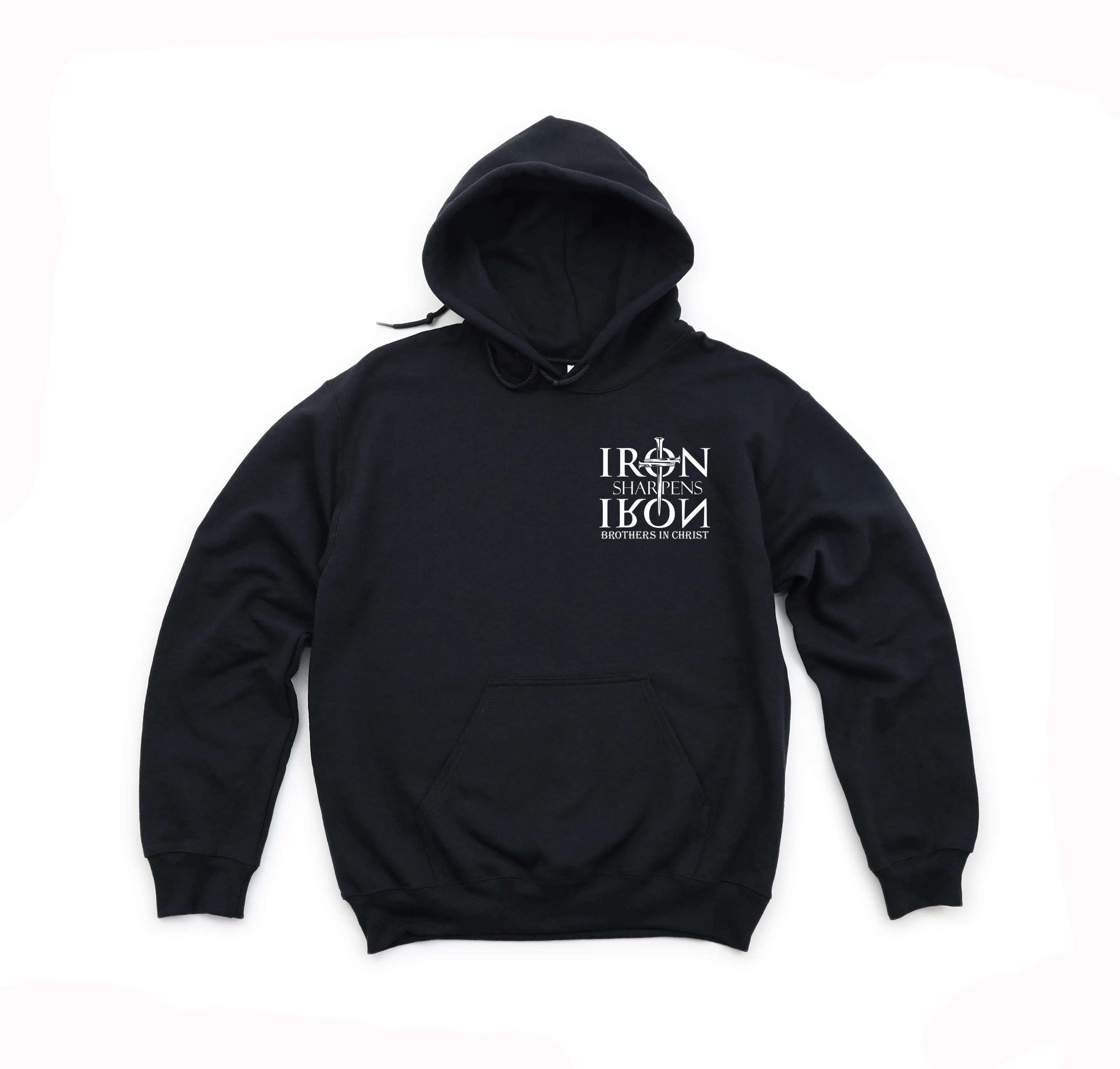 IRON SHARPENS IRON BROTHERS IN CHRIST UNISEX BLACK HOODIE - Image 2