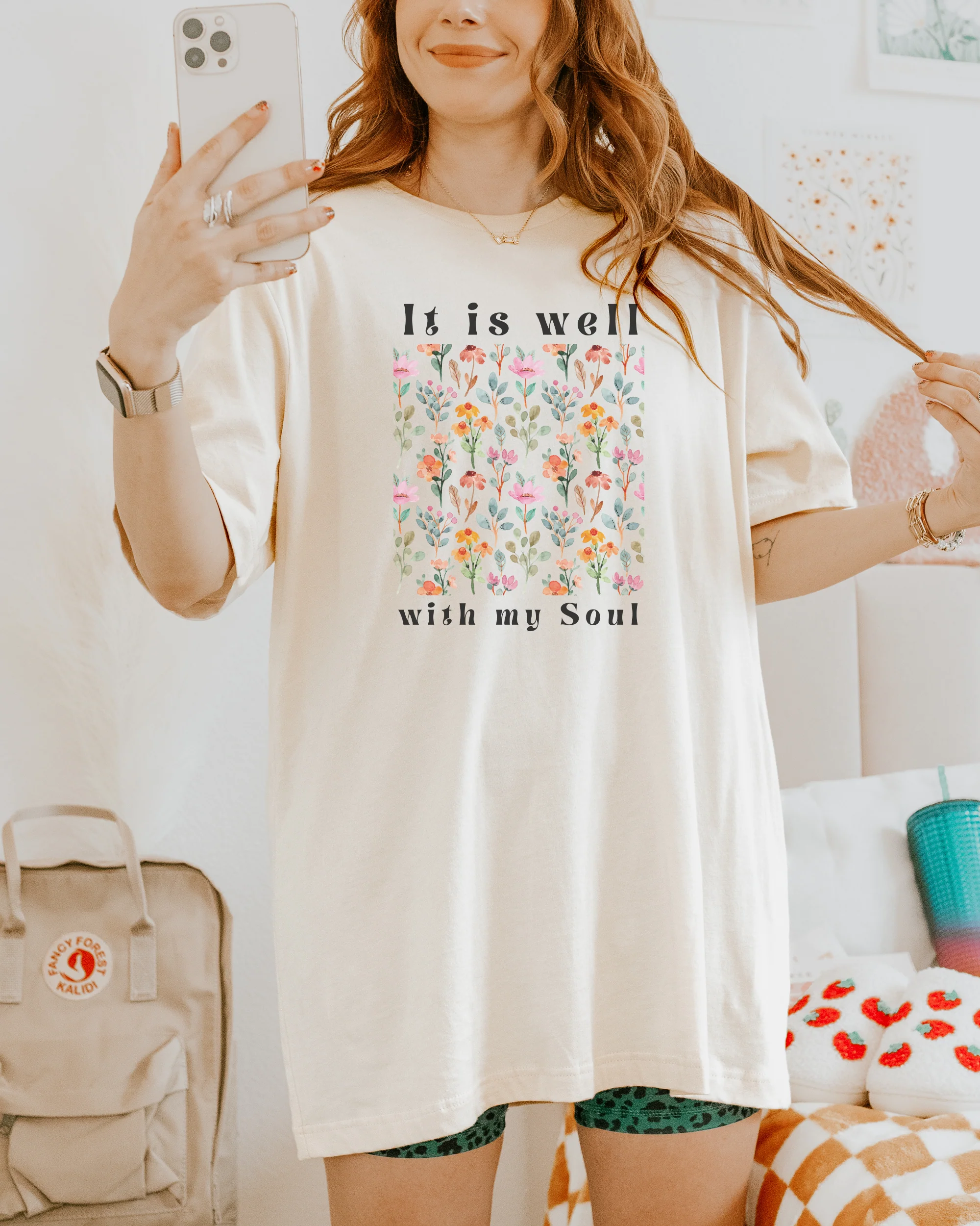 IT IS WELL WITH MY SOUL WITH WILDFLOWERS UNISEX TEE - Image 2