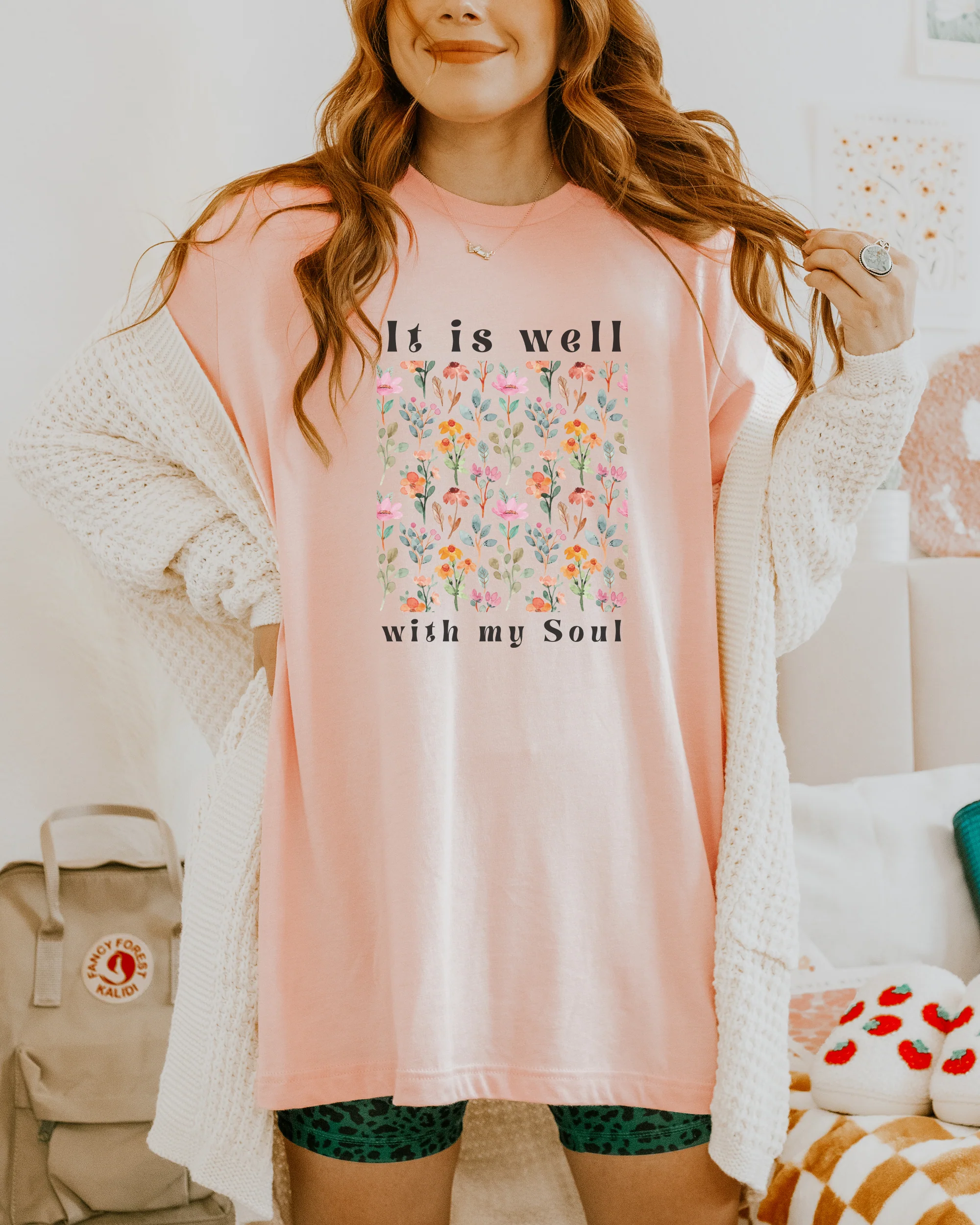 IT IS WELL WITH MY SOUL WITH WILDFLOWERS UNISEX TEE - Image 3