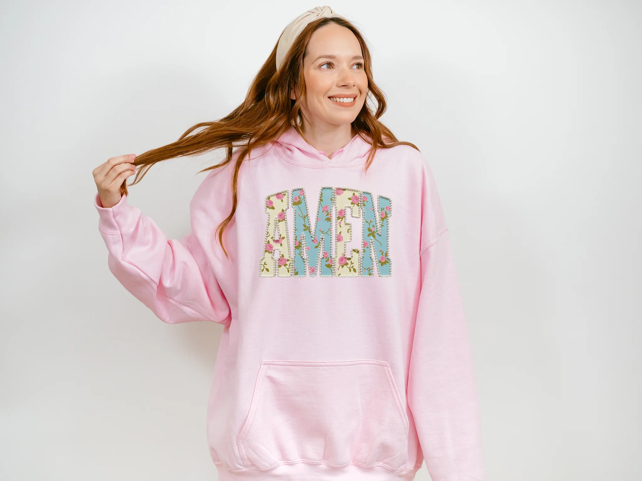 FLORAL AMEN UNISEX HOODED SWEATSHIRT - Image 3