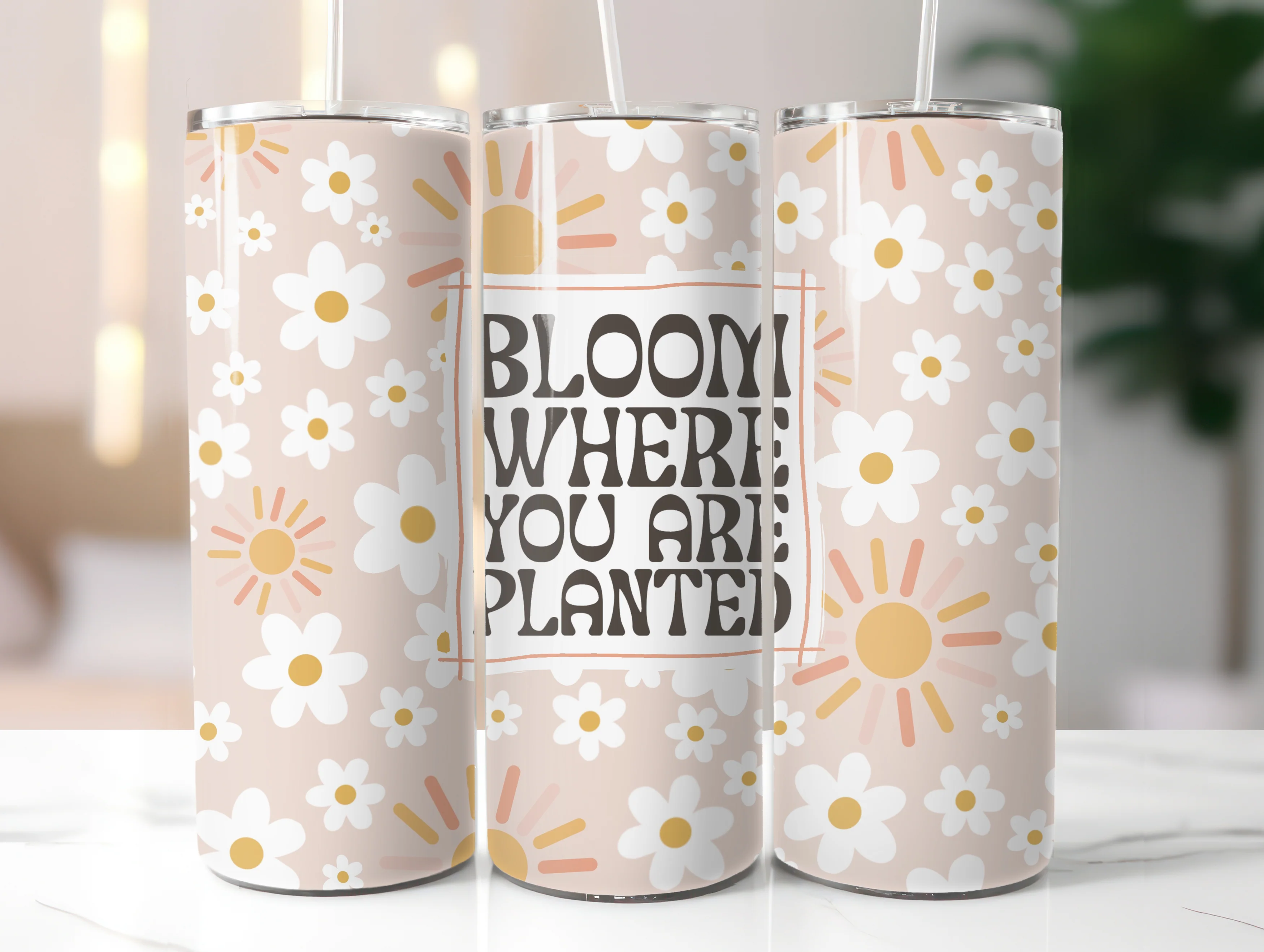 BLOOM WHERE YOU ARE PLANTED 20 OZ. SKINNY STAINLESS STEEL TUMBLER - Image 3