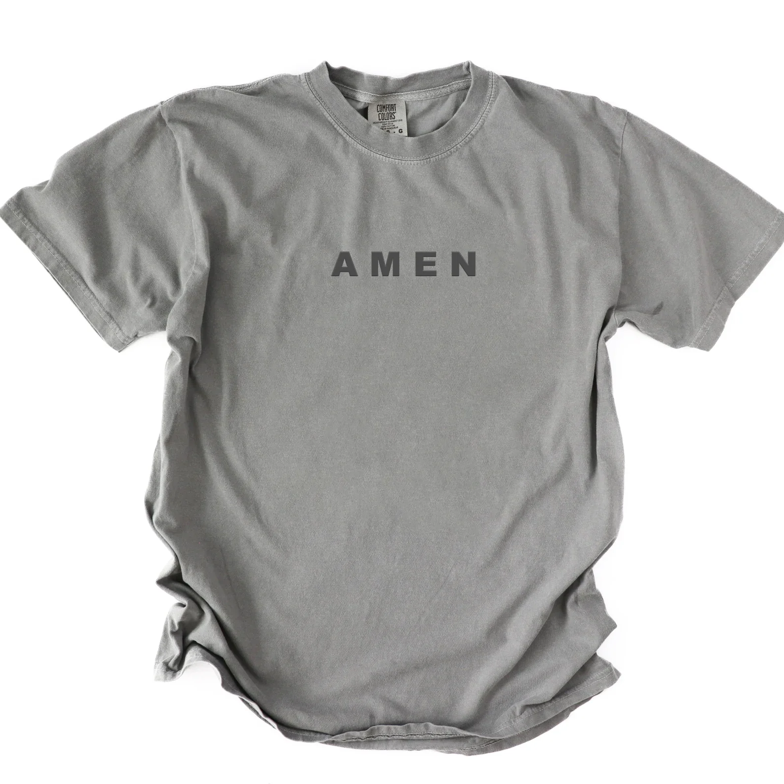 AMEN UNISEX GREY TEE (PUFFED DESIGN) - Image 2
