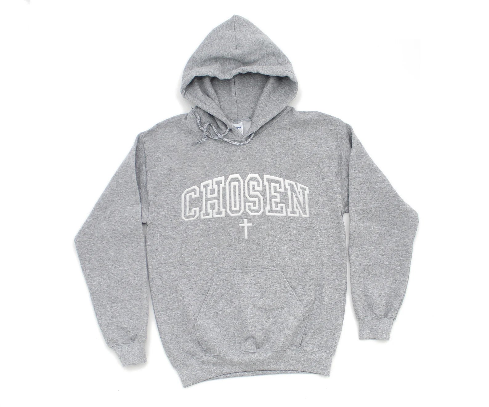 CHOSEN UNISEX HEATHER GREY HOODIE (PUFFED DESIGN) - Image 2