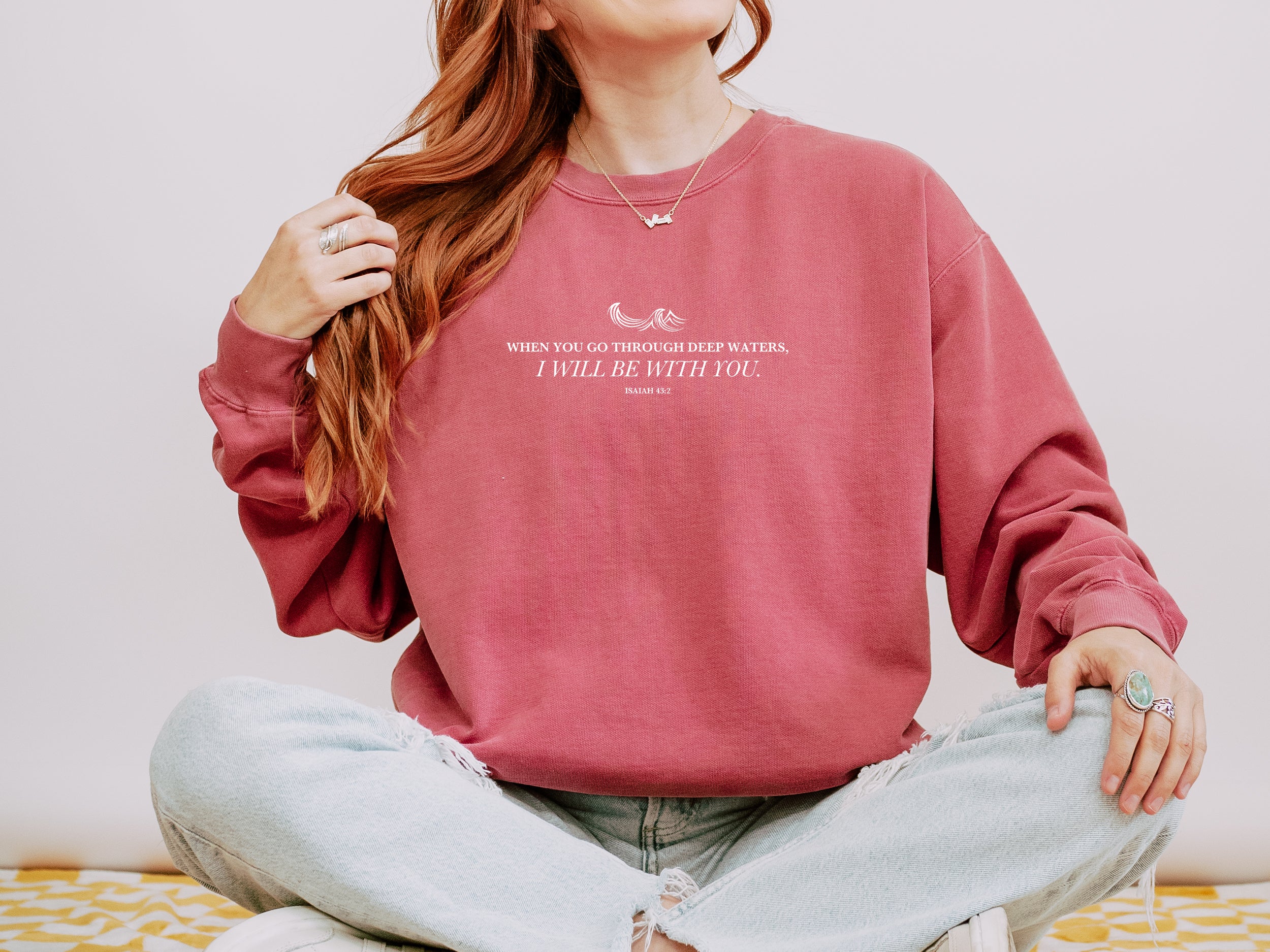 WHEN YOU GO THROUGH DEEP WATERS UNISEX SWEATSHIRT - Image 3