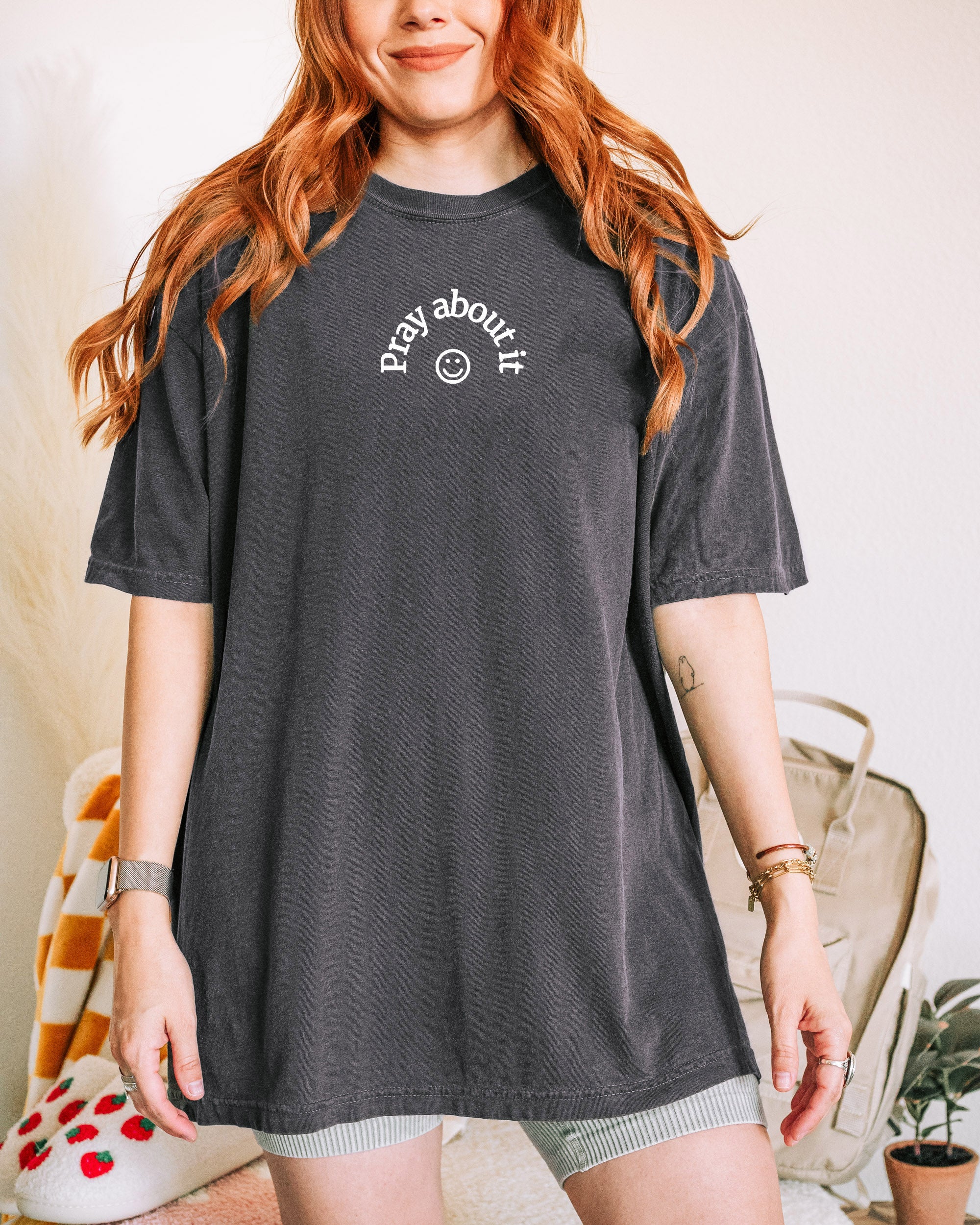 PRAY ABOUT IT SMILEY FACE UNISEX TEE - Image 4