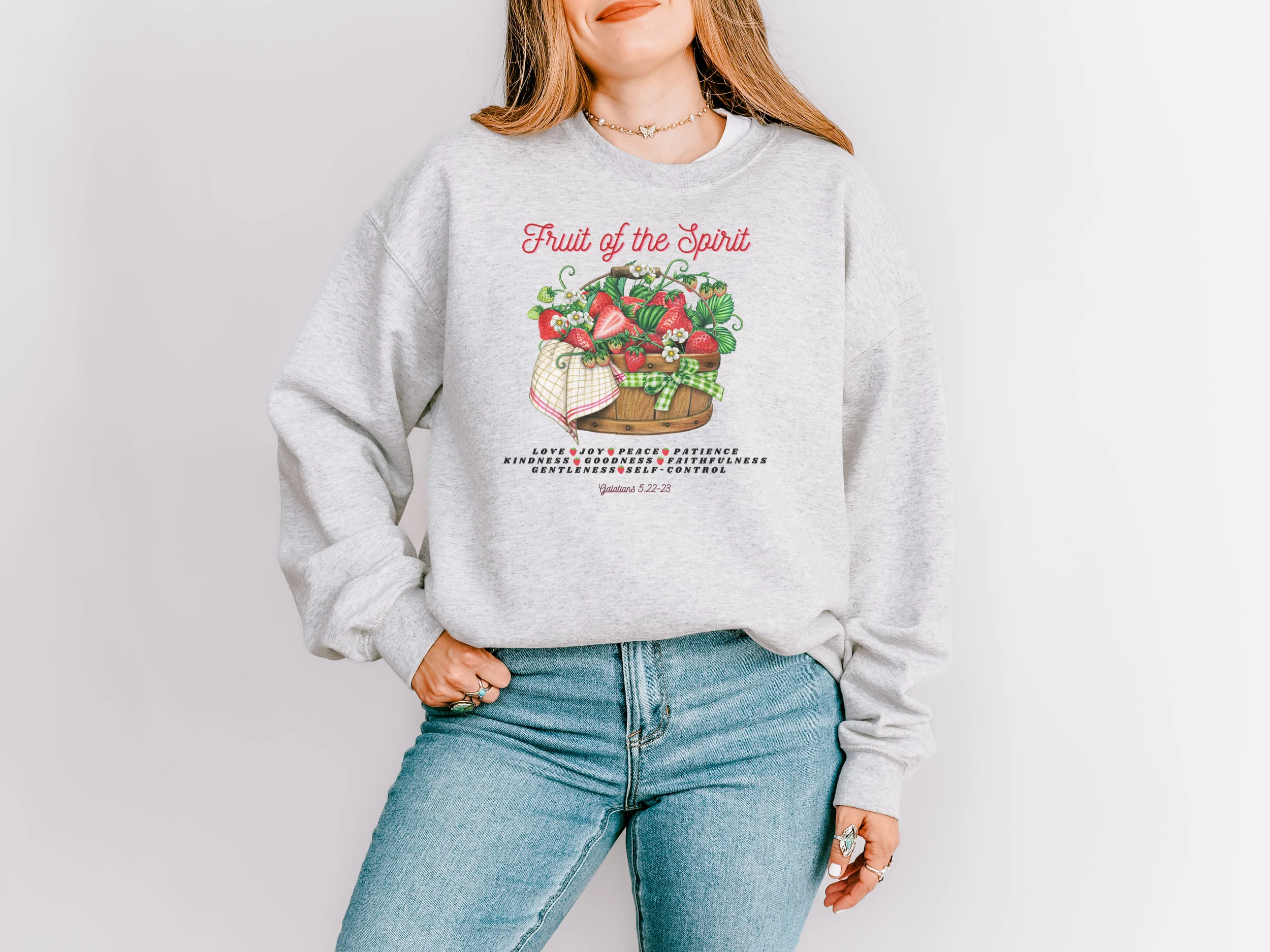 FRUIT OF THE SPIRIT STRAWBERRY BASKET UNISEX SWEATSHIRT