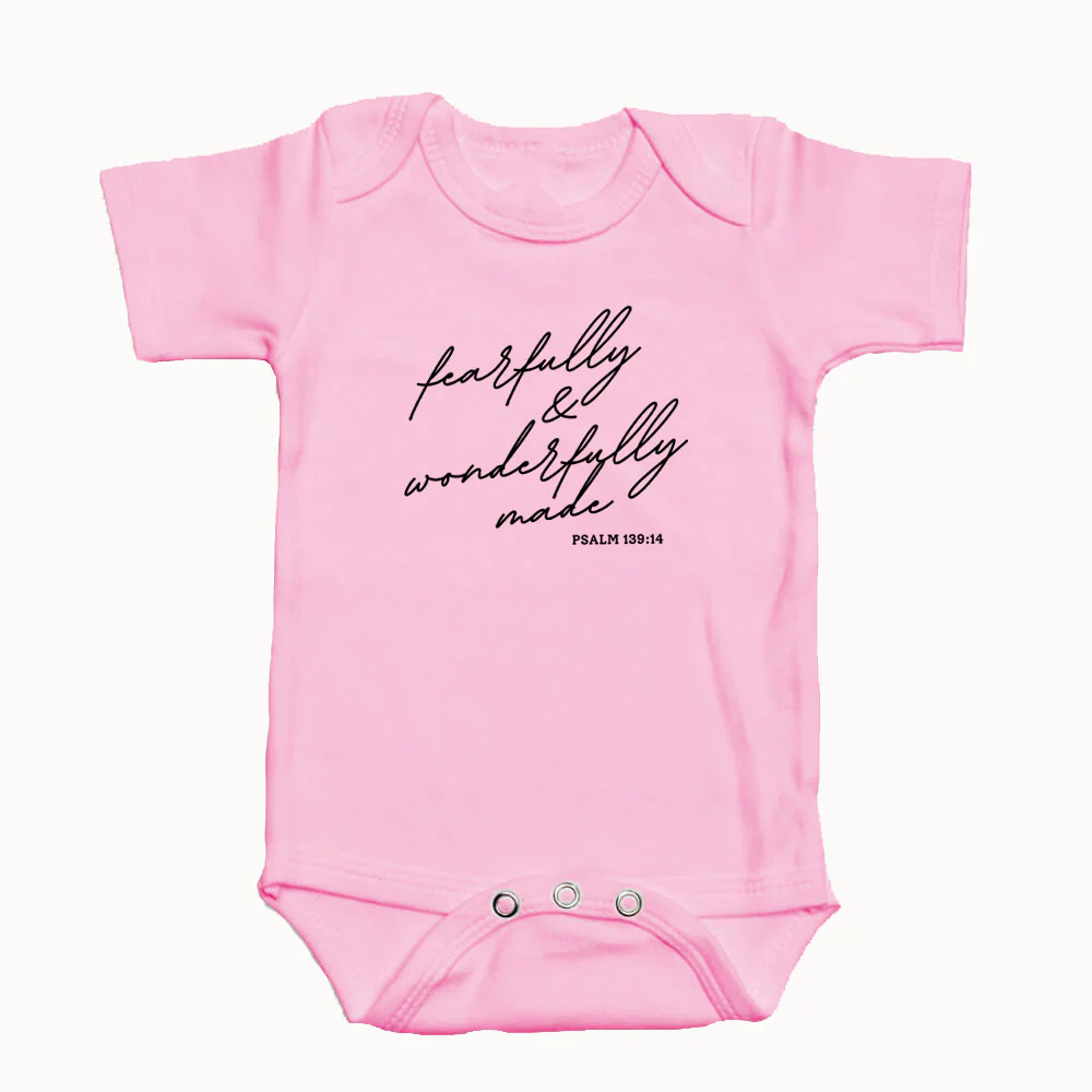 "FEARFULLY AND WONDERFULLY MADE" BODYSUIT IN PINK - Image 2