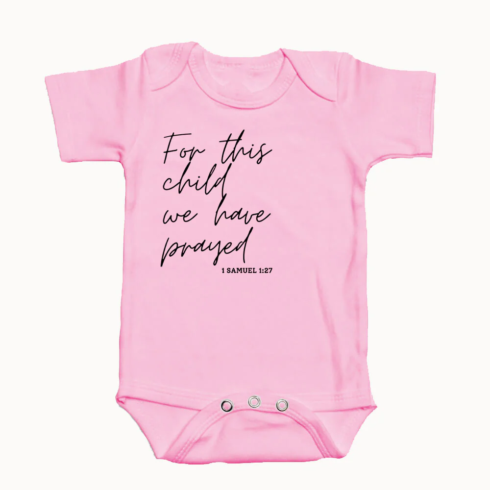 "FOR THIS CHILD WE HAVE PRAYED" BODYSUIT IN PINK - Image 2