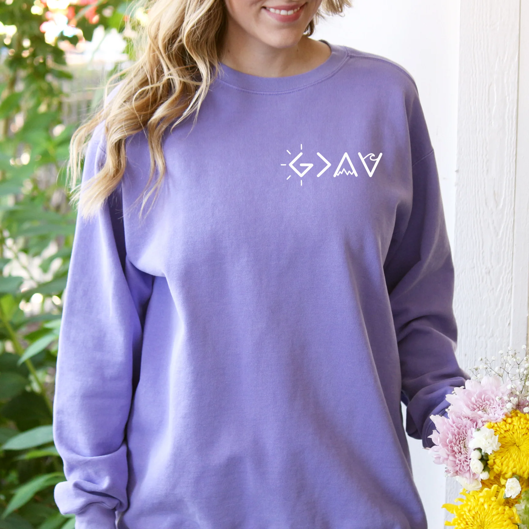 GOD IS GREATER THAN OUR HIGHS AND LOWS SWEATSHIRT