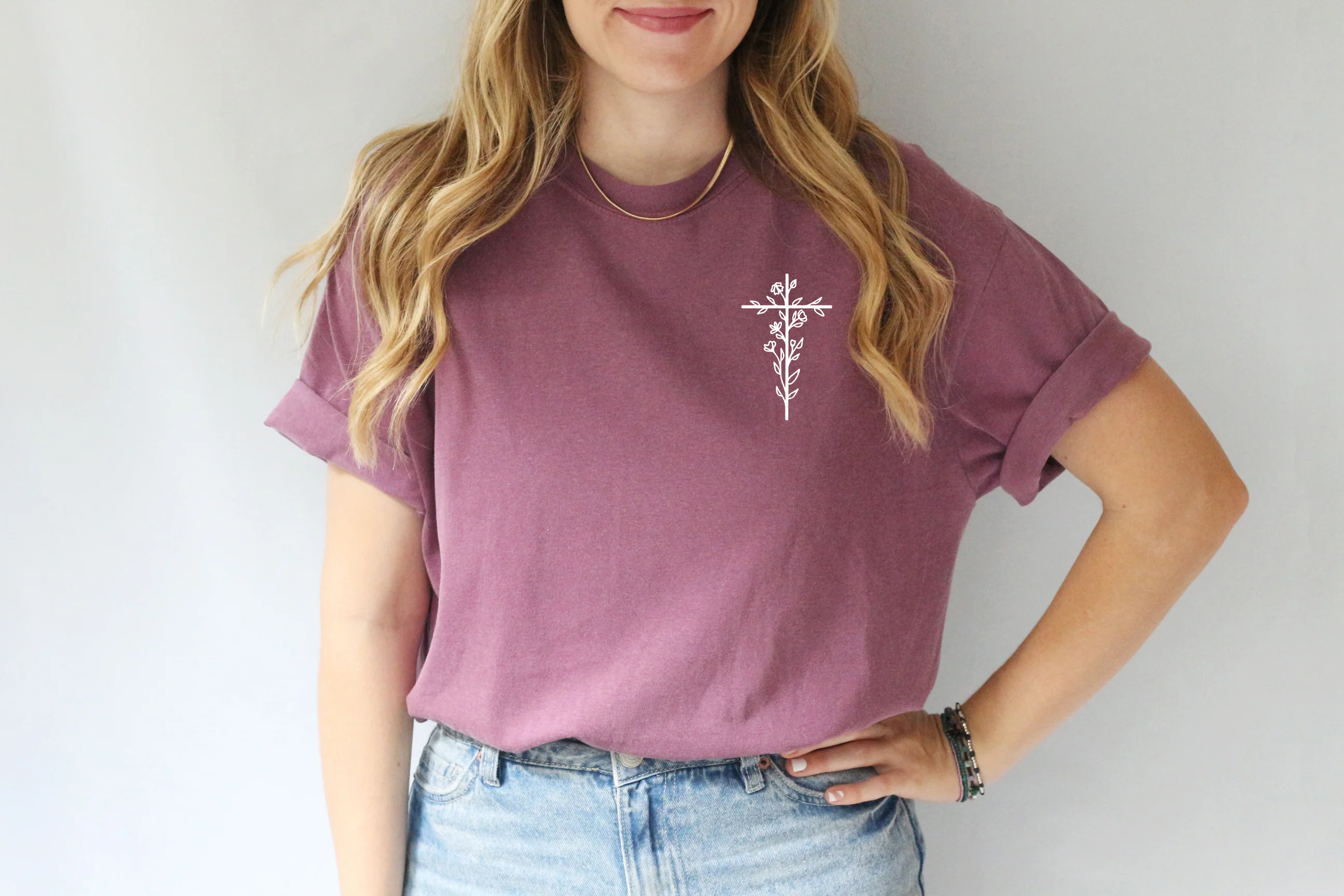 SIMPLE FLORAL CROSS UNISEX TEE