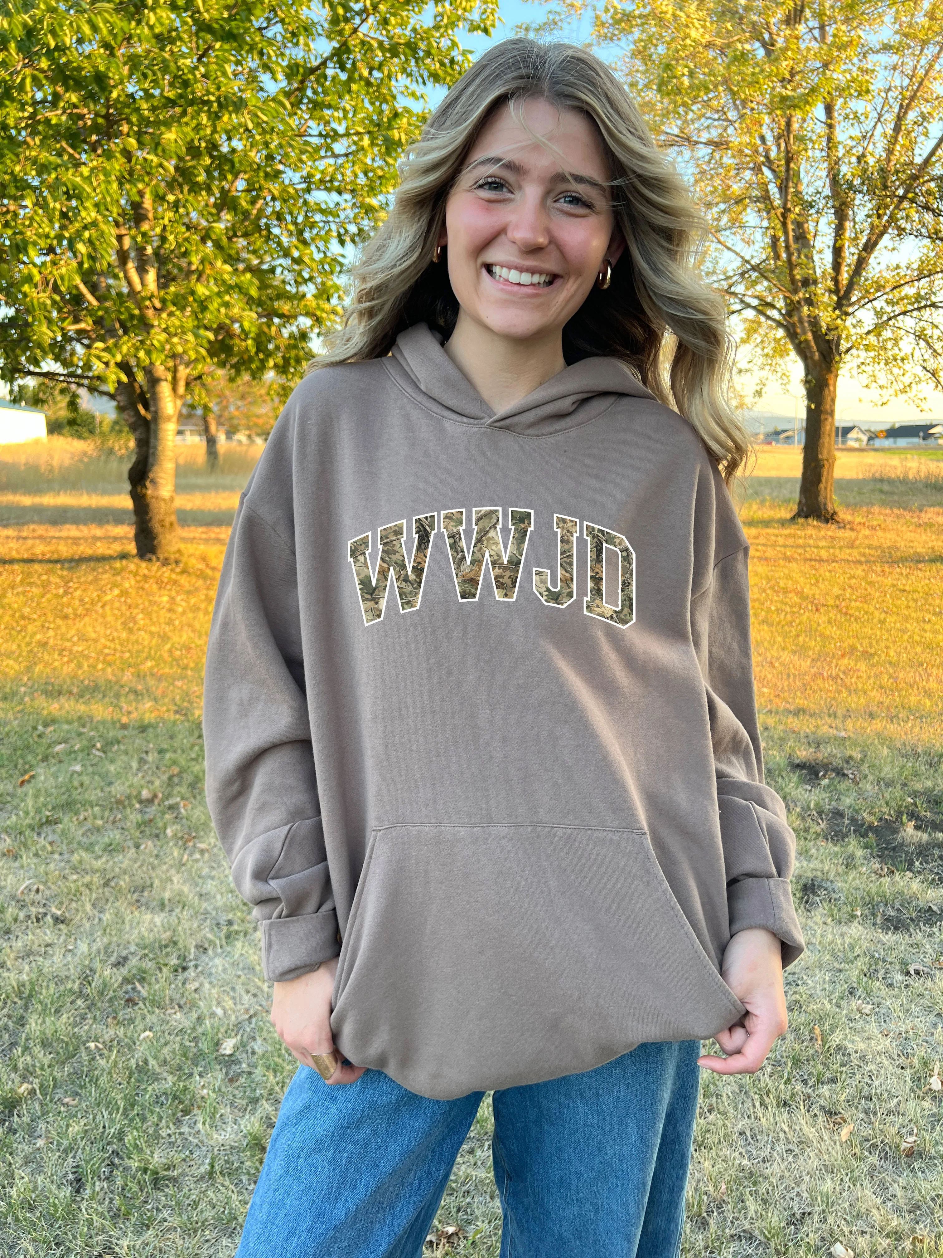 CAMO WWJD UNISEX HOODED SWEATSHIRT - Image 3