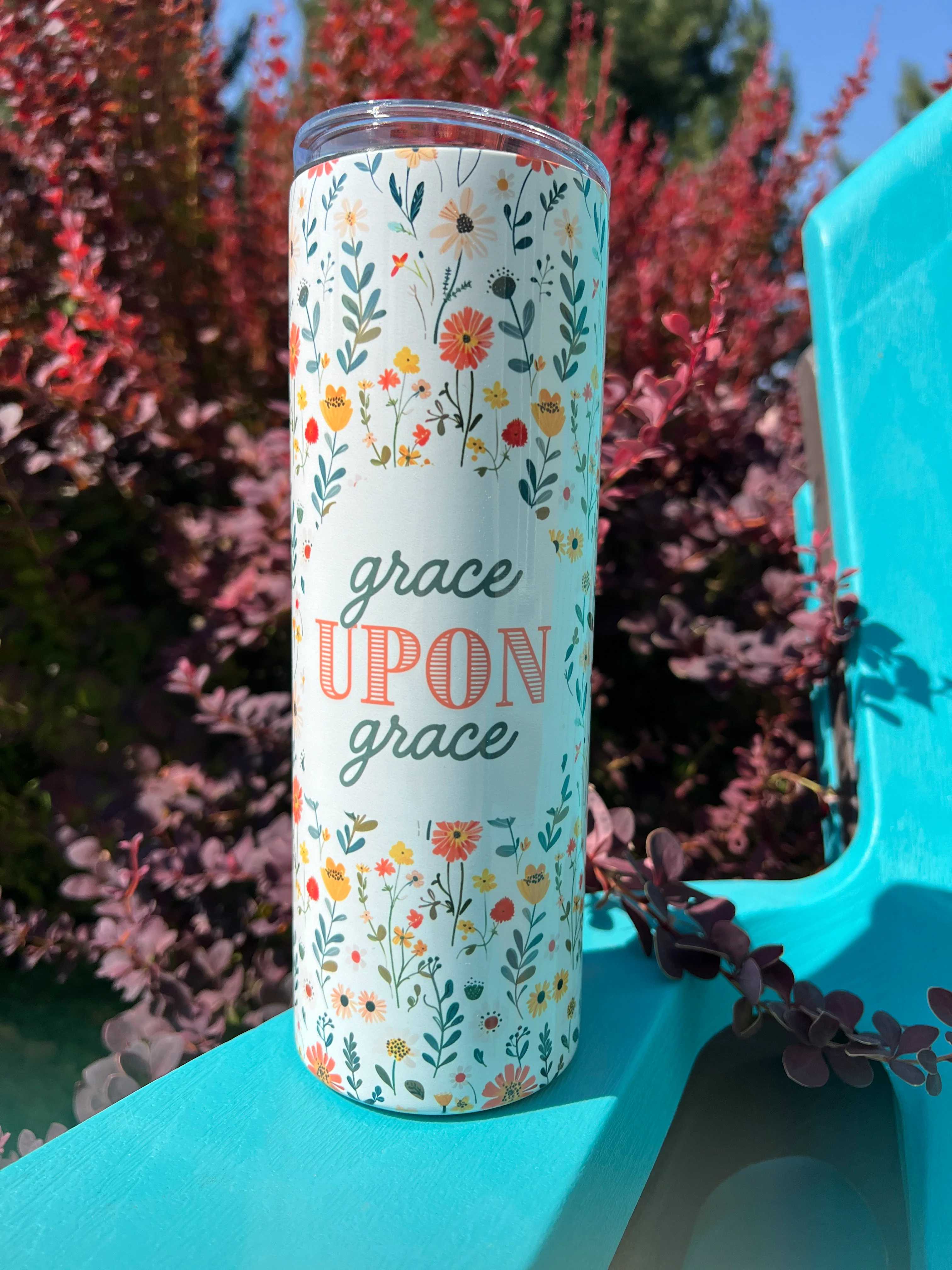 GRACE UPON GRACE FLORAL 20 OZ. STAINLESS STEEL SKINNY TUMBLER - Image 2