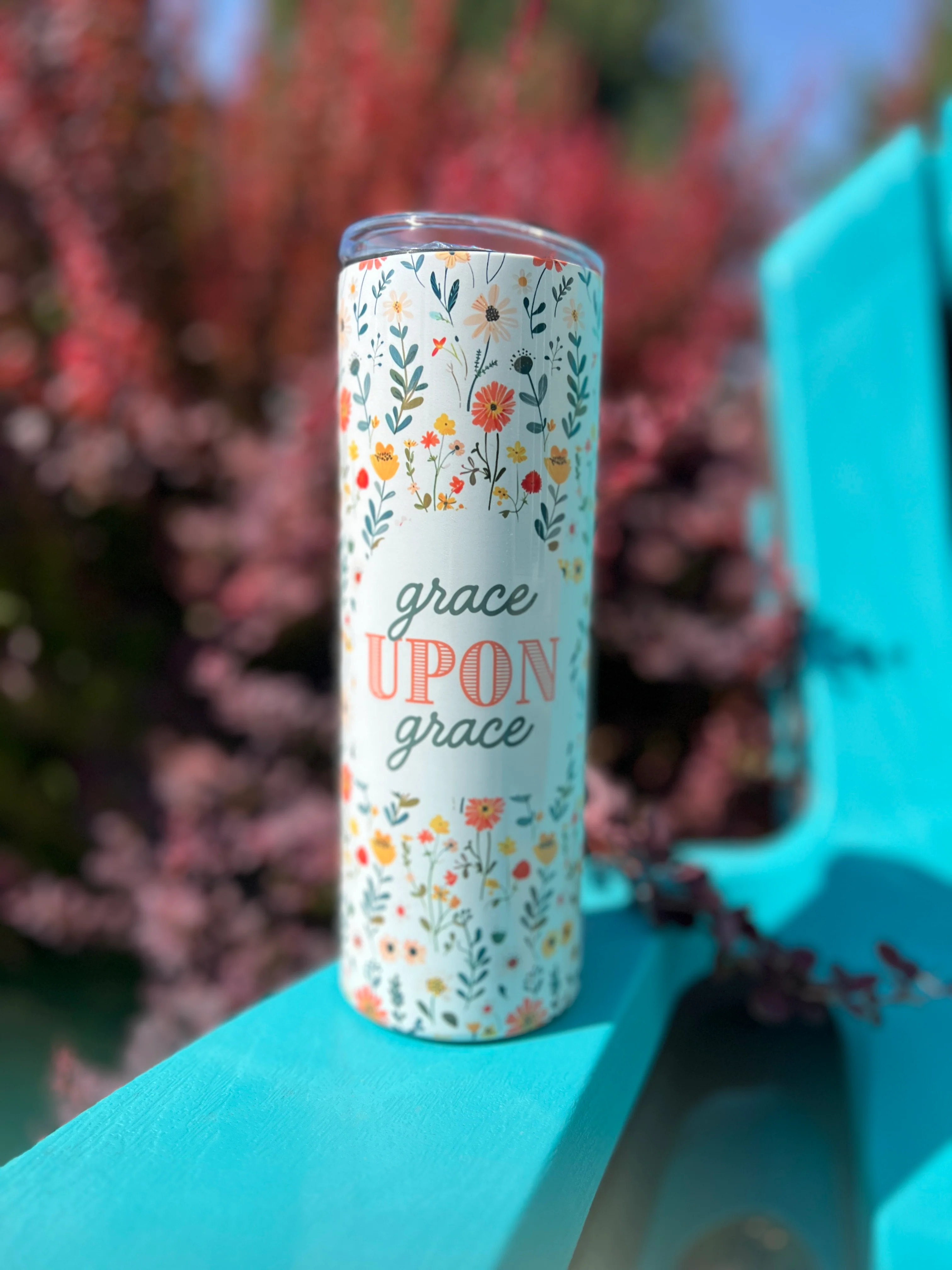 GRACE UPON GRACE FLORAL 20 OZ. STAINLESS STEEL SKINNY TUMBLER - Image 3