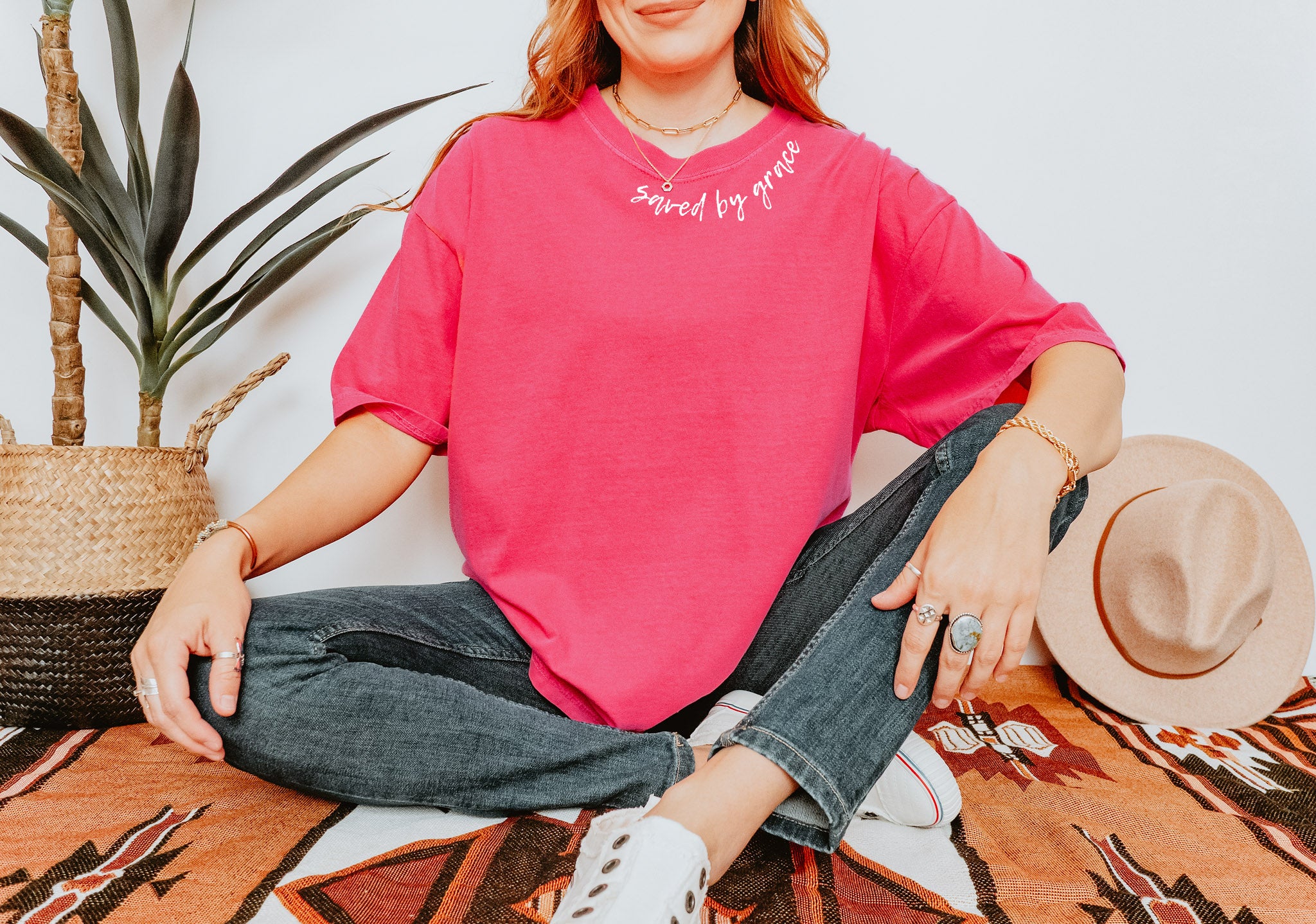 SAVED BY GRACE AROUND THE NECK UNISEX TEE - Image 3