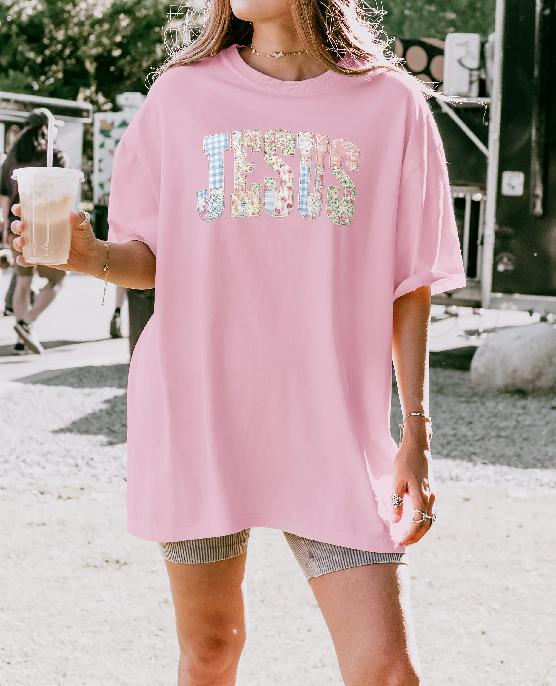 PREPPY FAUX PATCHWORK JESUS UNISEX TEE - Image 6