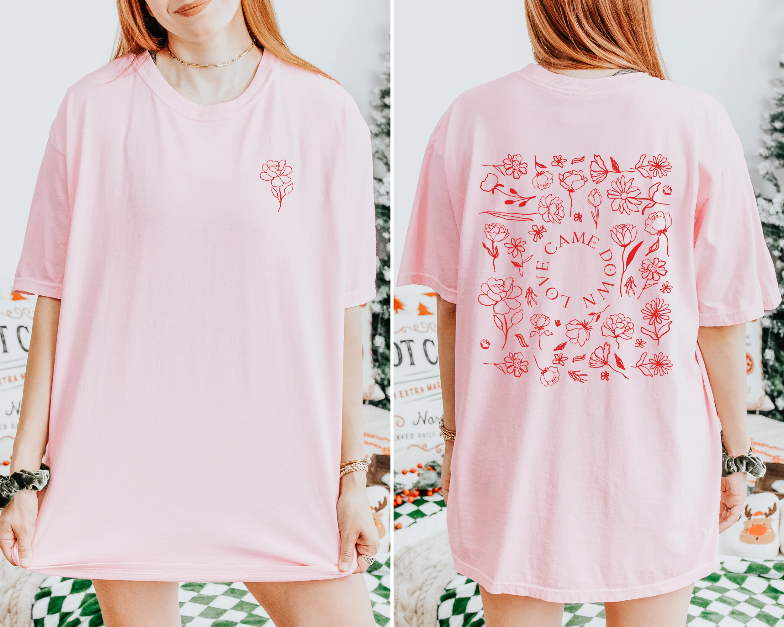 LOVE CAME DOWN ROSE DESIGN UNISEX TEE - Image 3