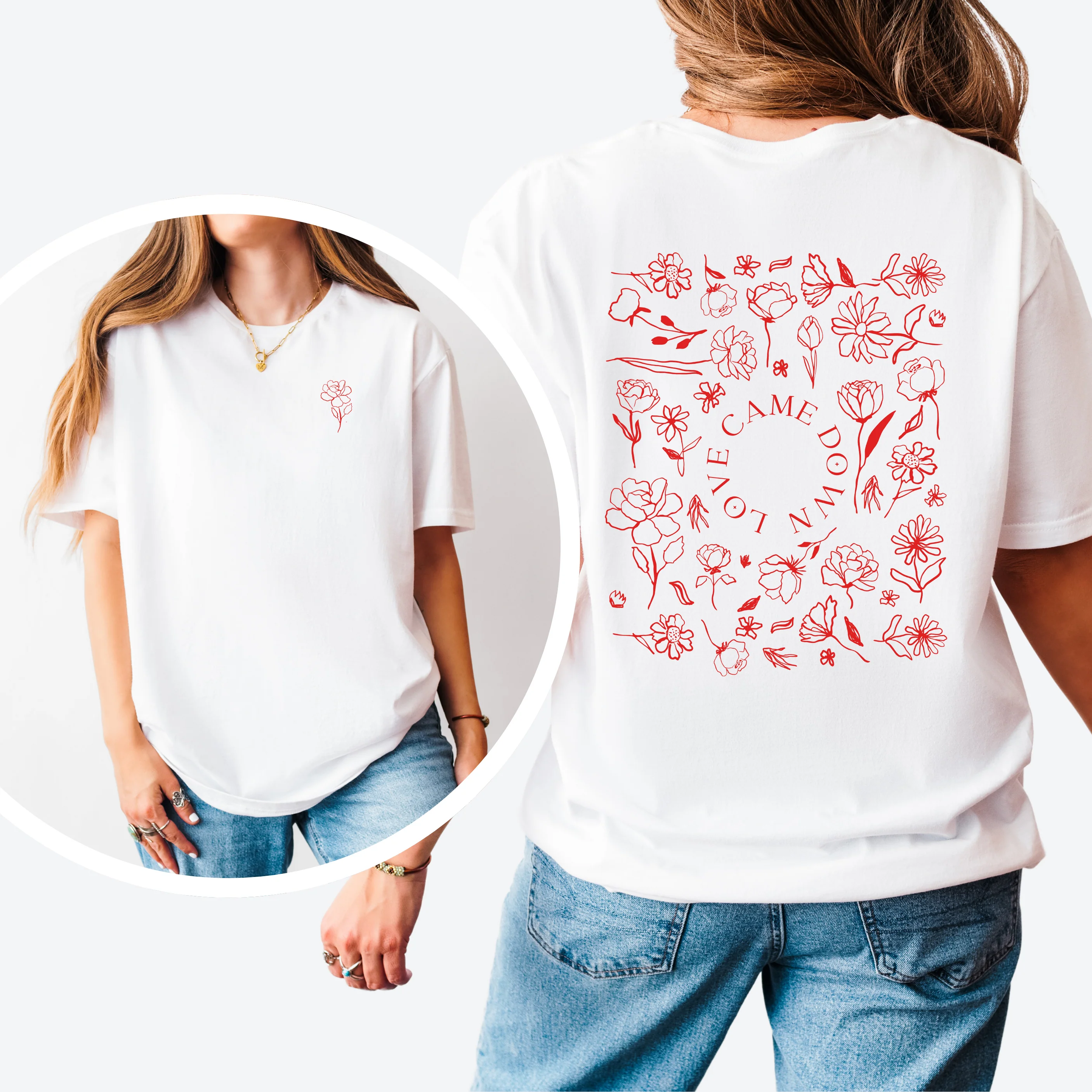 LOVE CAME DOWN ROSE DESIGN UNISEX TEE - Image 4