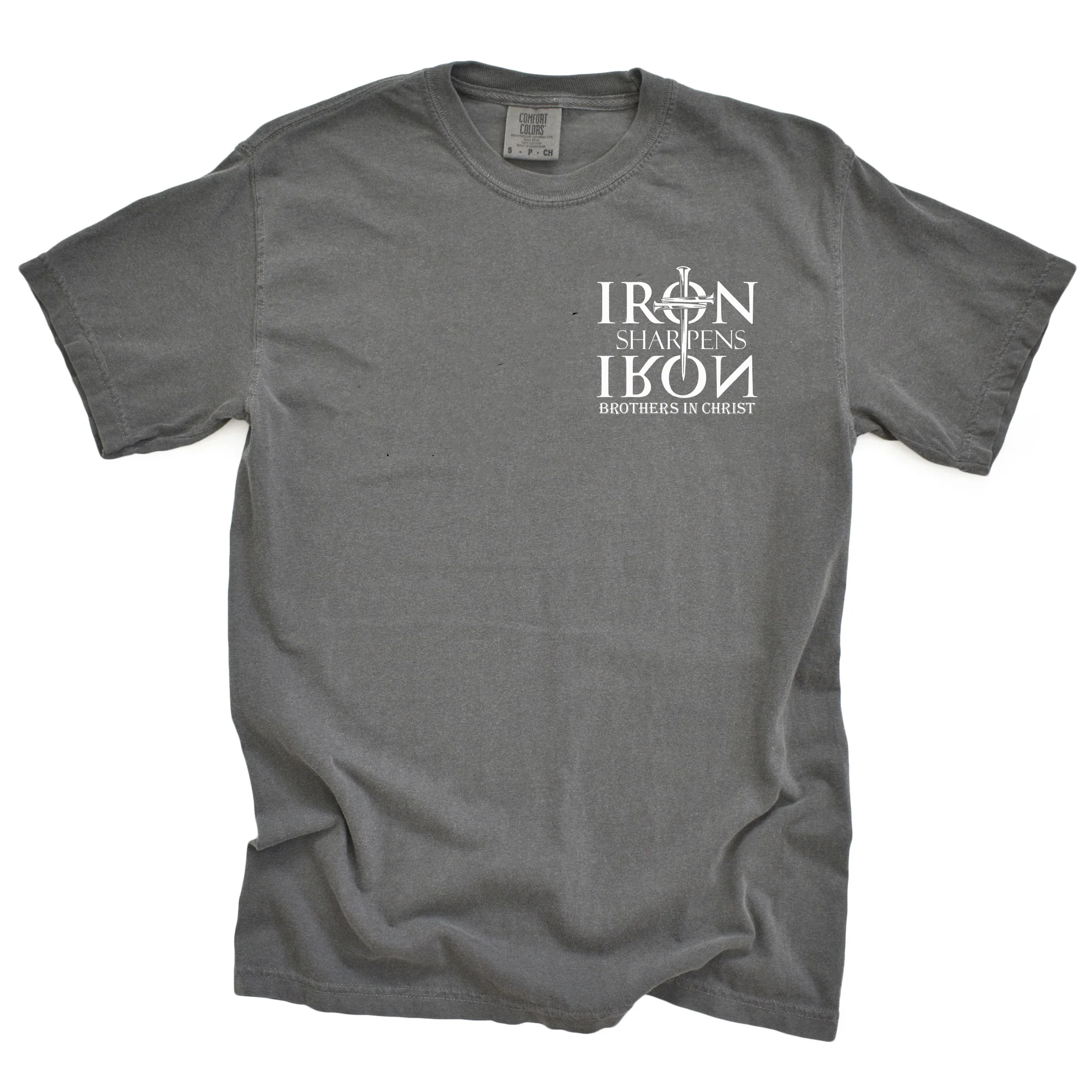 IRON SHARPENS IRON BROTHERS IN CHRIST UNISEX PEPPER TEE - Image 3