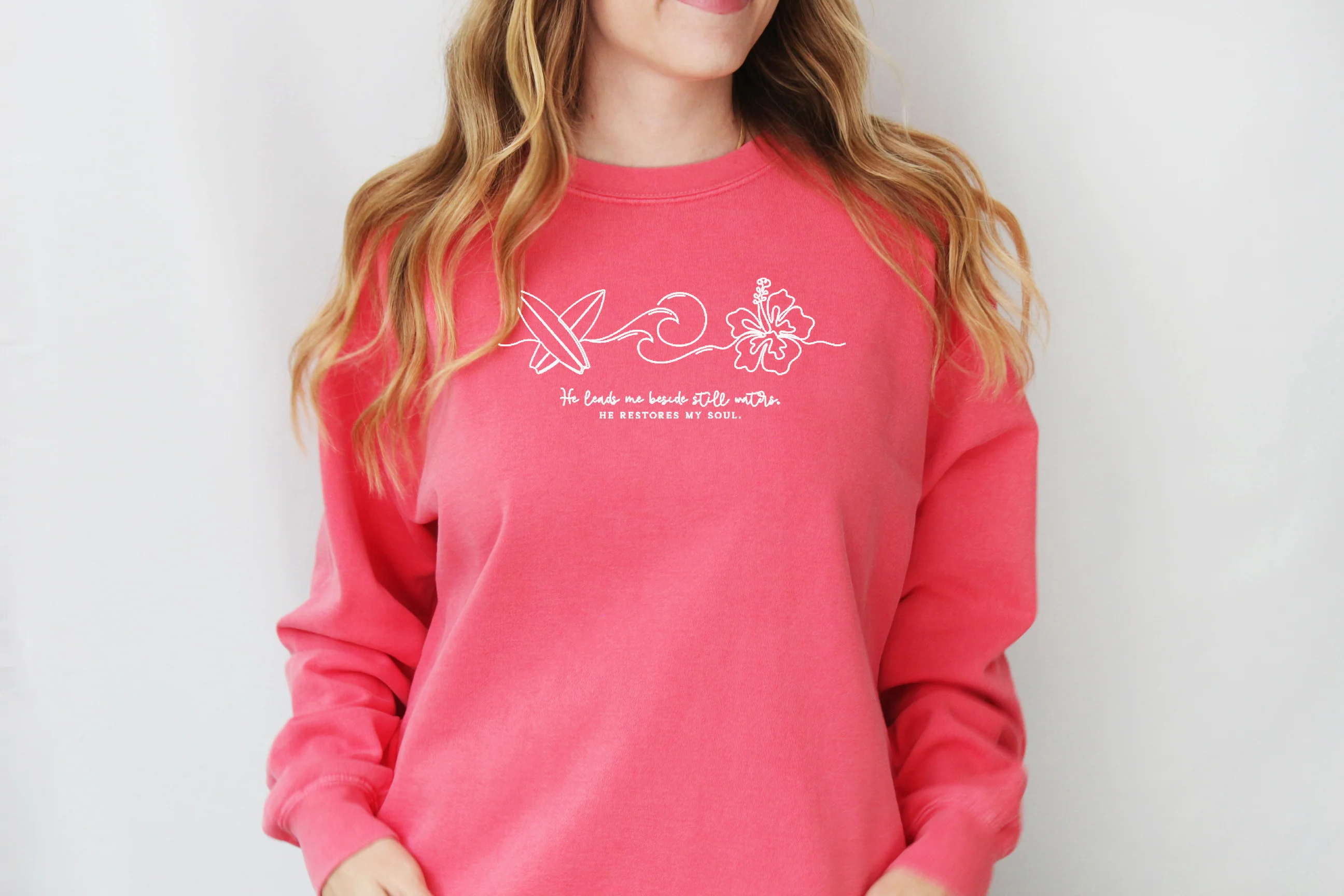 HE LEADS ME BESIDE STILL WATER UNISEX SWEATSHIRT - Image 3