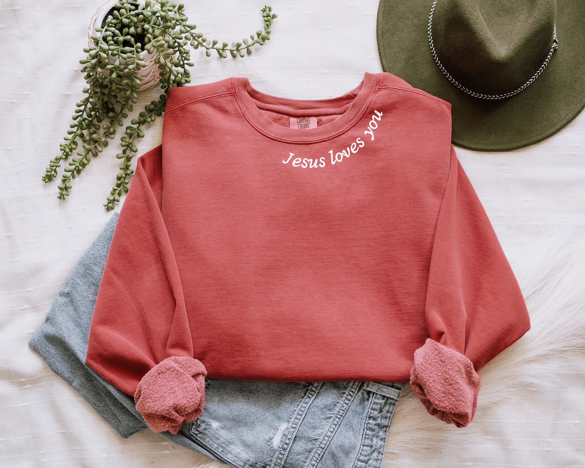 JESUS LOVES YOU AROUND THE NECK UNISEX SWEATSHIRT - Image 3