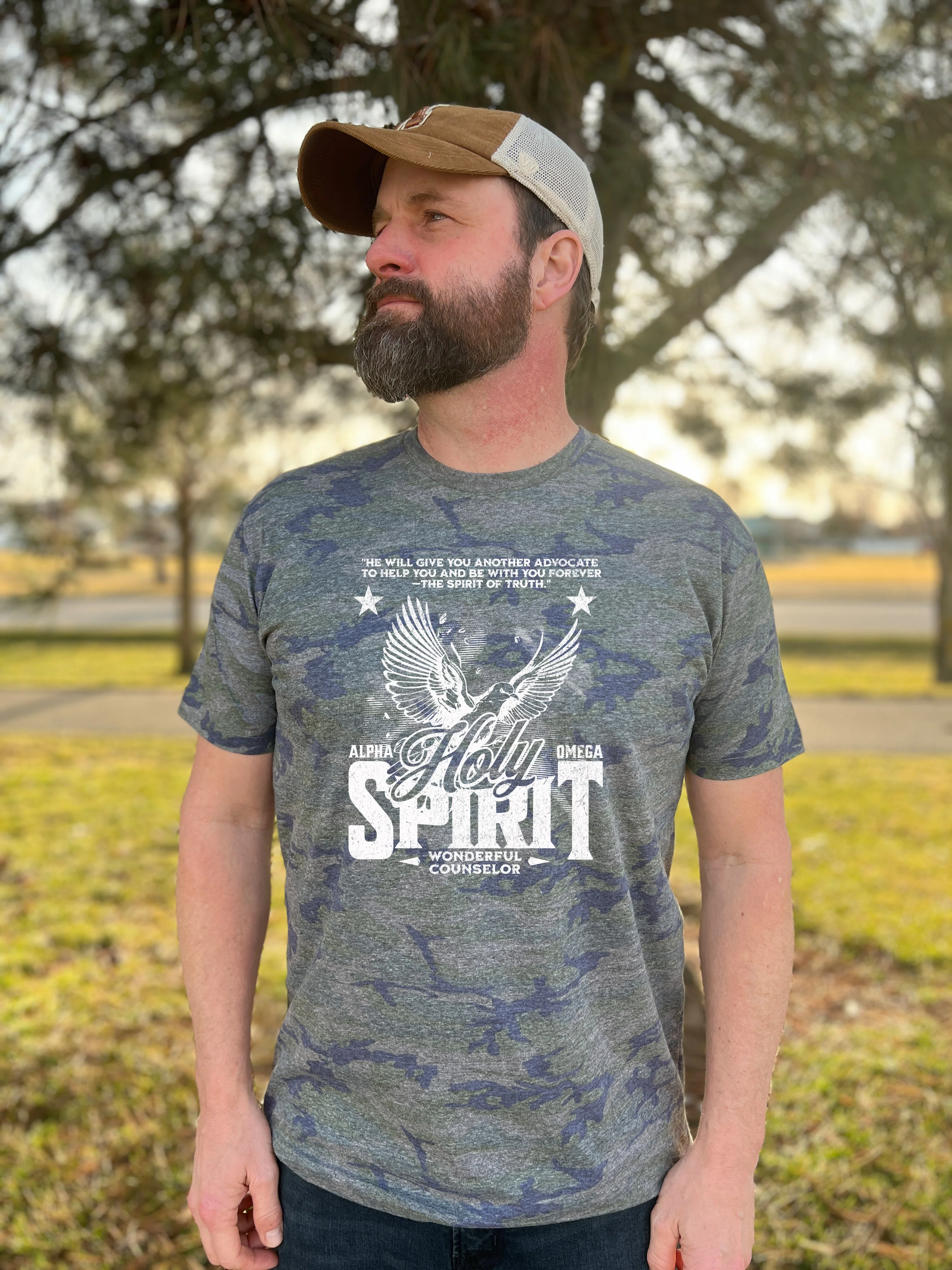 SPIRIT OF TRUTH WITH EAGLE CAMO UNISEX MENS TEE - Image 2