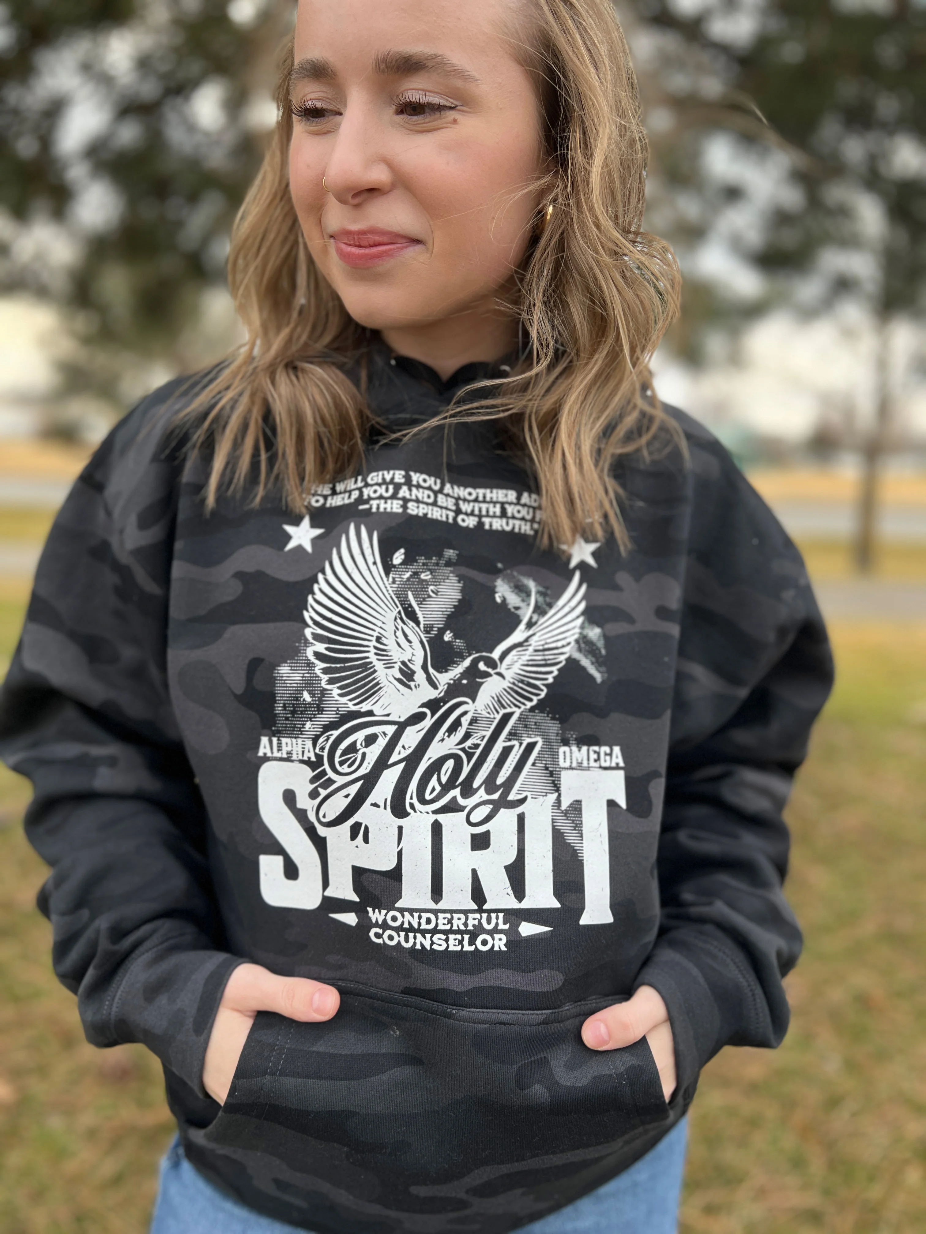 SPIRIT OF TRUTH WITH EAGLE UNISEX CAMO HOODIE - Image 3