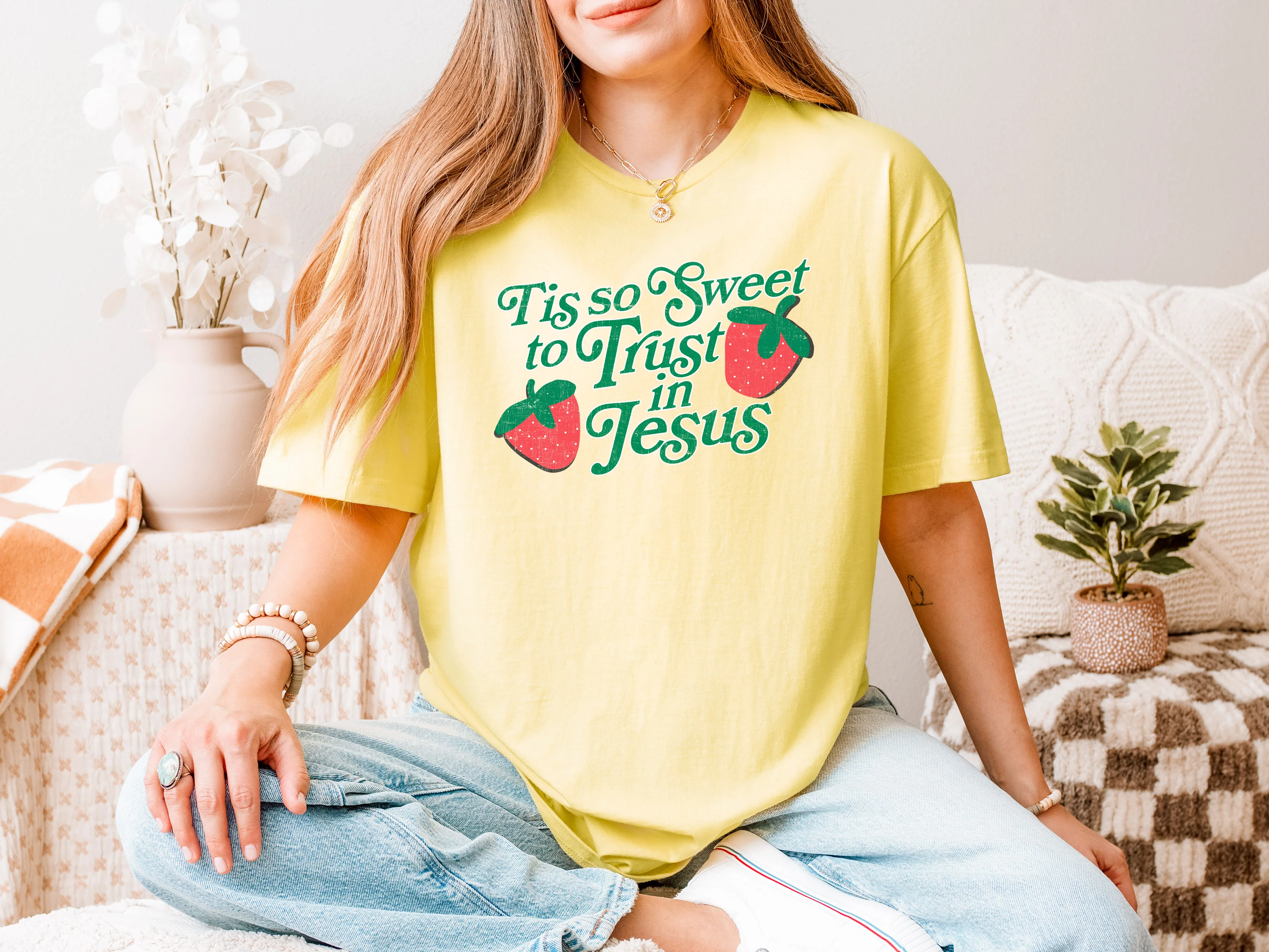 TIS SO SWEET TO TRUST IN JESUS UNISEX TEE - Image 2
