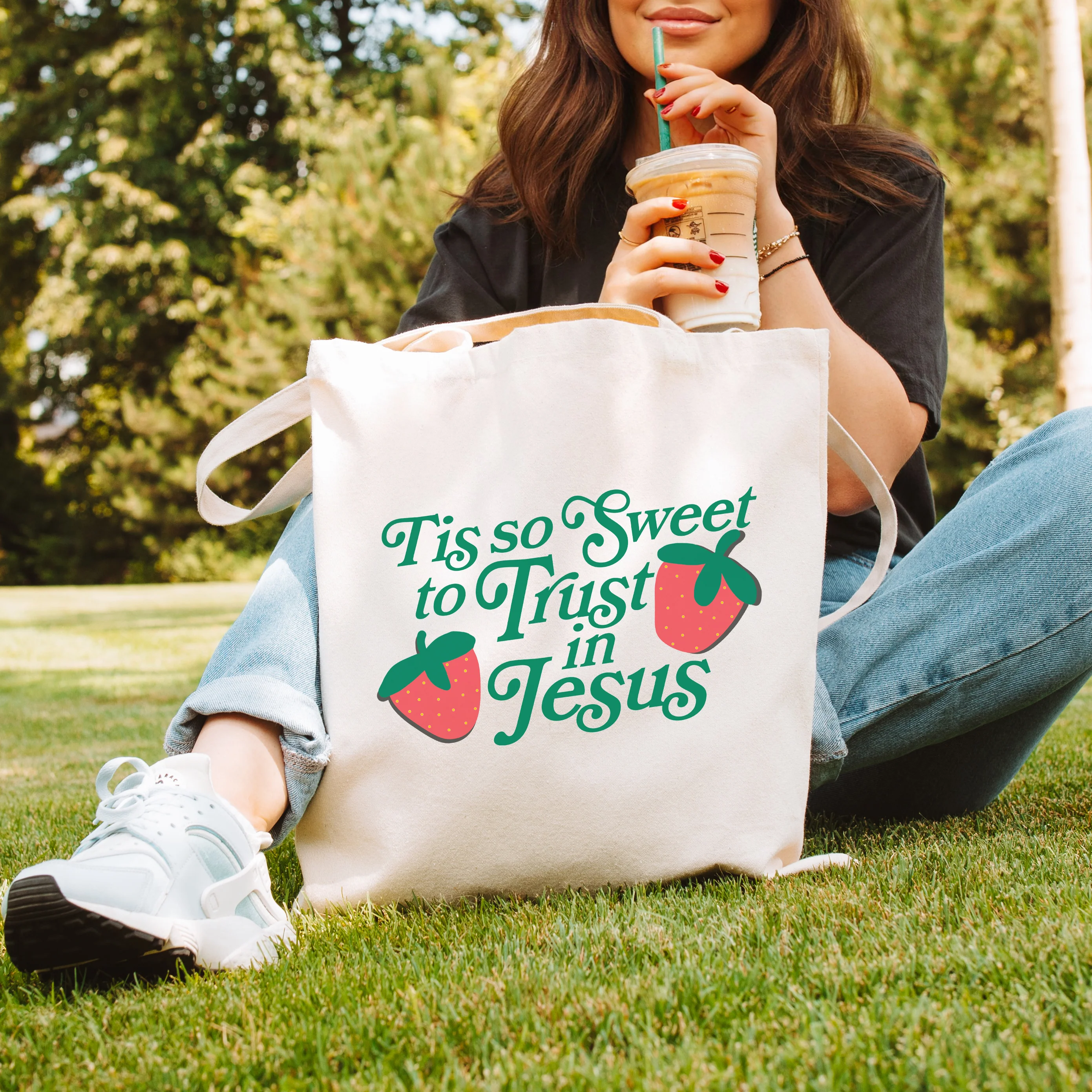 TIS SO SWEET TO TRUST IN JESUS TOTE BAG - Image 2